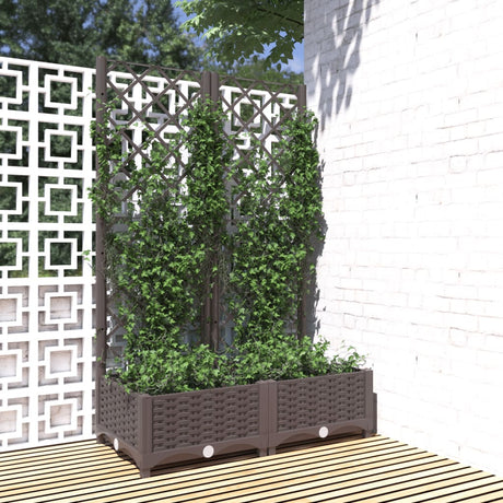 Planteur Vidaxl avec slat 80x40x121,5 cm en brun polypropène