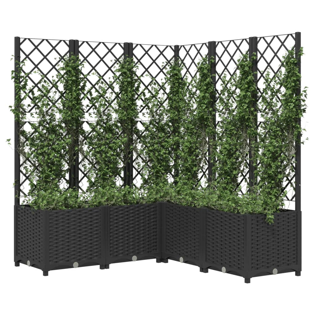 Jardinière Vidaxl avec latwerk 120x120x136 cm Black en polypropène