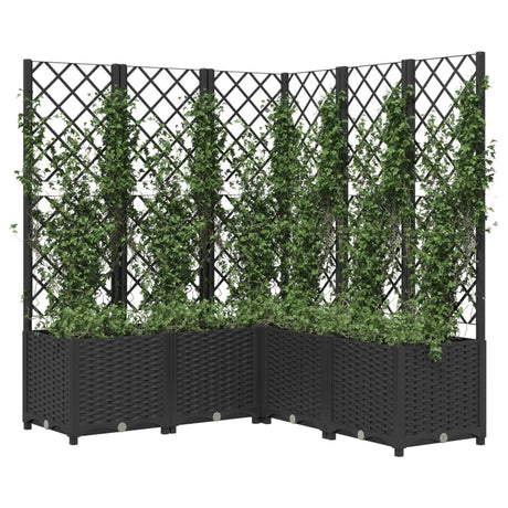 Jardinière Vidaxl avec latwerk 120x120x136 cm Black en polypropène