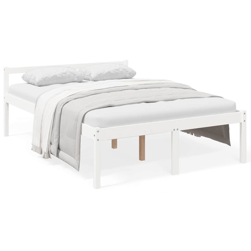 Vidaxl seniorenbed massief grenenhout wit 135x190 cm