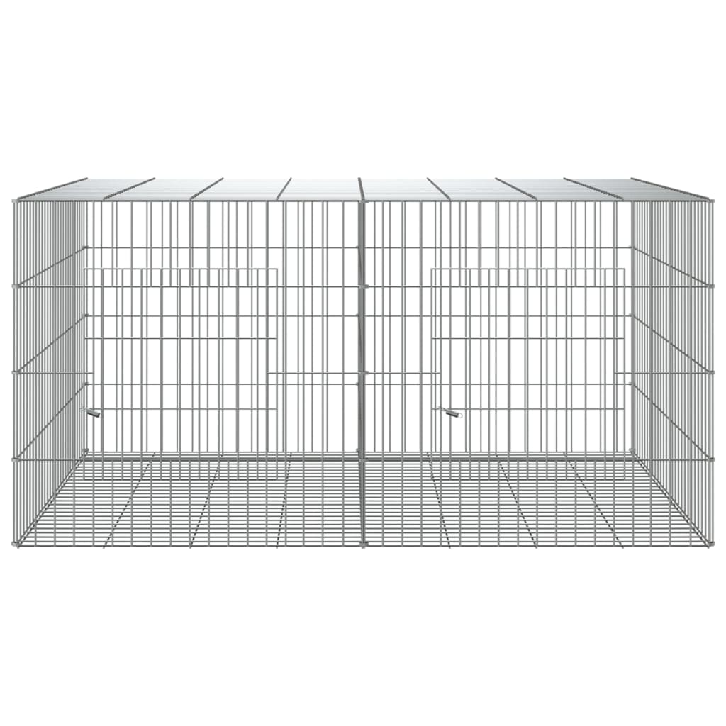 Vidaxl Kanéngchen Käfeg mat 2 Panelen 110x79x54 cm galvaniséiert Eisen