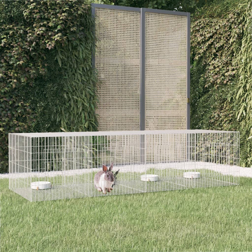 Cage à lapin Vidaxxl avec 4 panneaux 217x79x54 cm en fer galvanisé