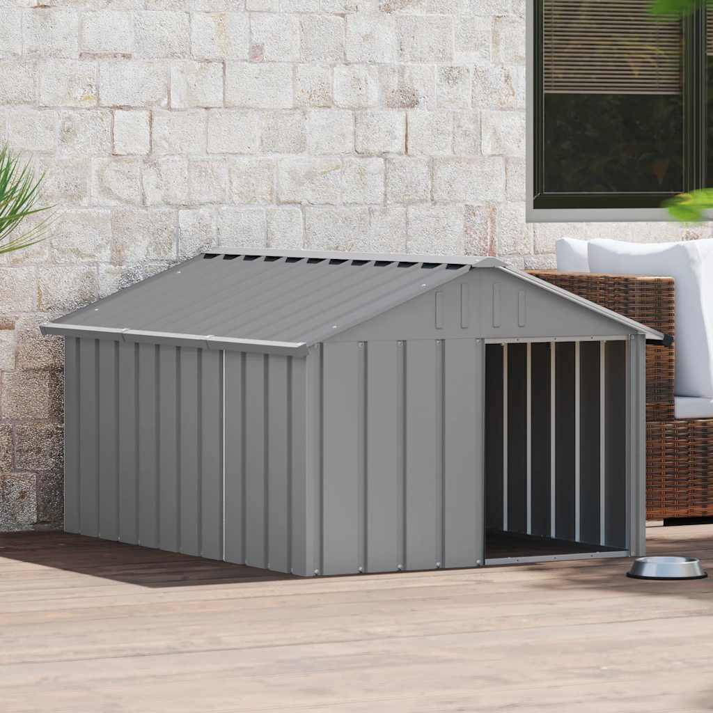 Vidaxl Dog Loft 116.5x153X81.5 cm Gray en acier galvanisé