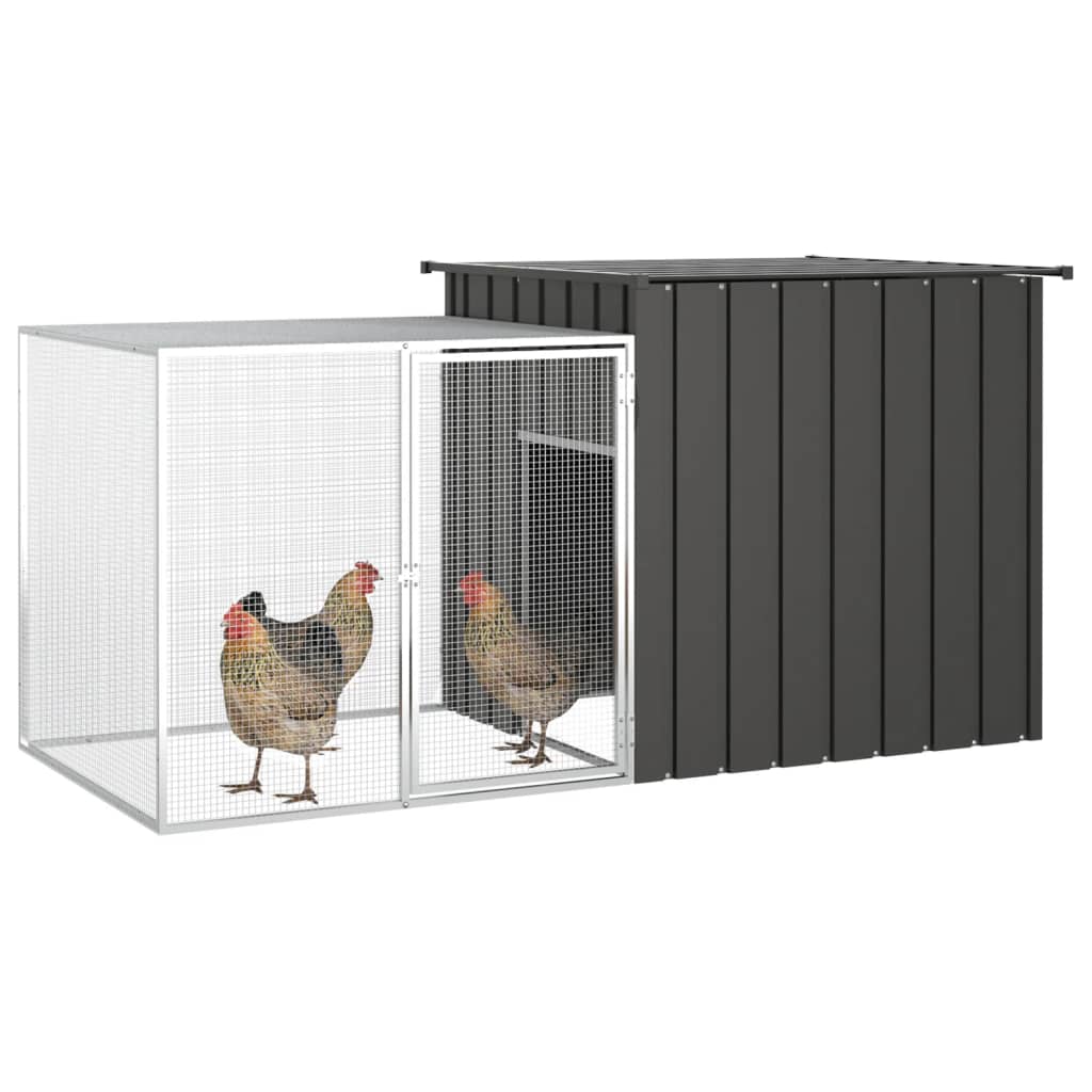 Vidaxl Chicken Coop 200x91x100 cm verzinkter Stahl -Anthrazit -Verschärfen