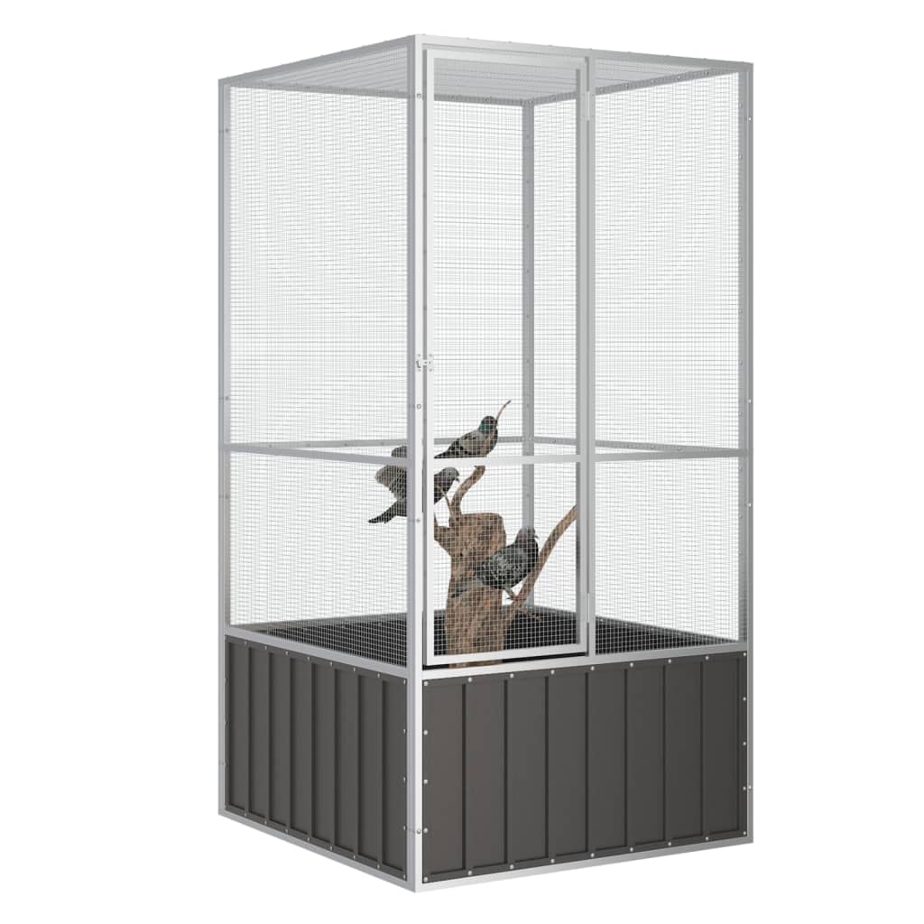 Vidaxl Bird Cage 111x107x211,5 cm galvanisert stål Antracittfarge