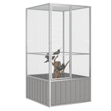 Vidaxl Bird Cage 111x107x211,5 cm Gray en acier galvanisé