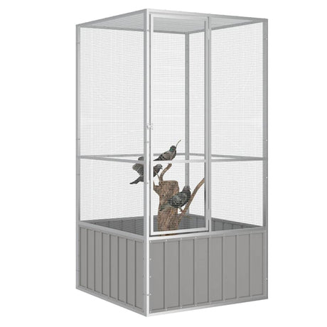 Vidaxl Bird Cage 111x107x211,5 cm Gray en acier galvanisé