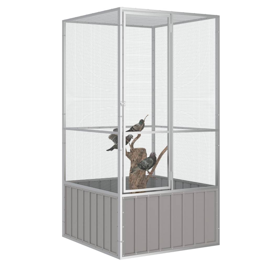 Vidaxl Bird Cage 111x107x211,5 cm galvanisert stålgrå