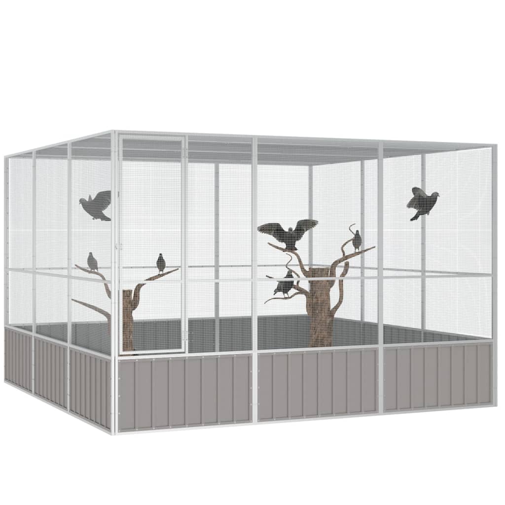 Vidaxl Bird Cage 302.5x324.5x211.5 cm galvanisert stålgrå