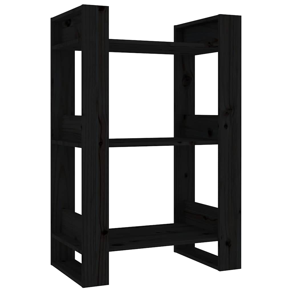 Vidaxl boekenkast kamerscherm 60x35x91 cm massief grenenhout zwart