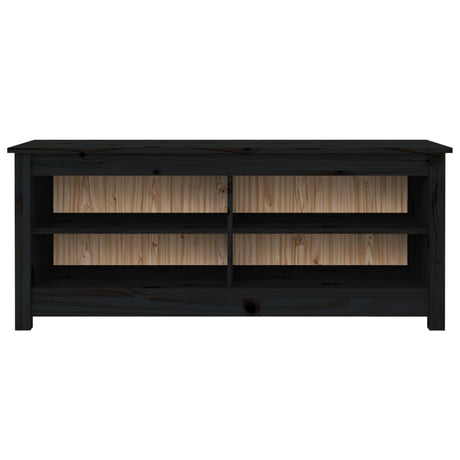 Canapé de chaussure Vidaxl 110x38x45,5 cm Pine solide noir