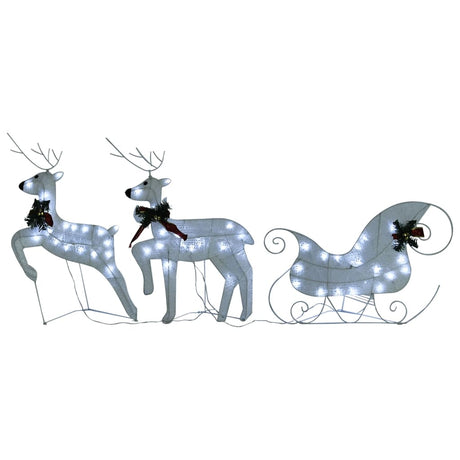 Vidaxl Christmas Decoration Reindeer and Sled 60 LEDS blanc