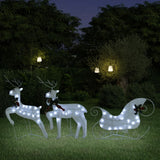 Vidaxl Christmas Decoration Reindeer and Sled 60 LEDS blanc