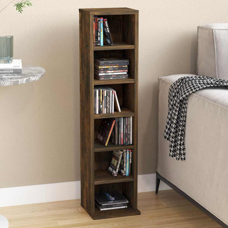 Vidaxl cd-kast 21x20x88 cm bewerkt hout gerookt eikenkleurig