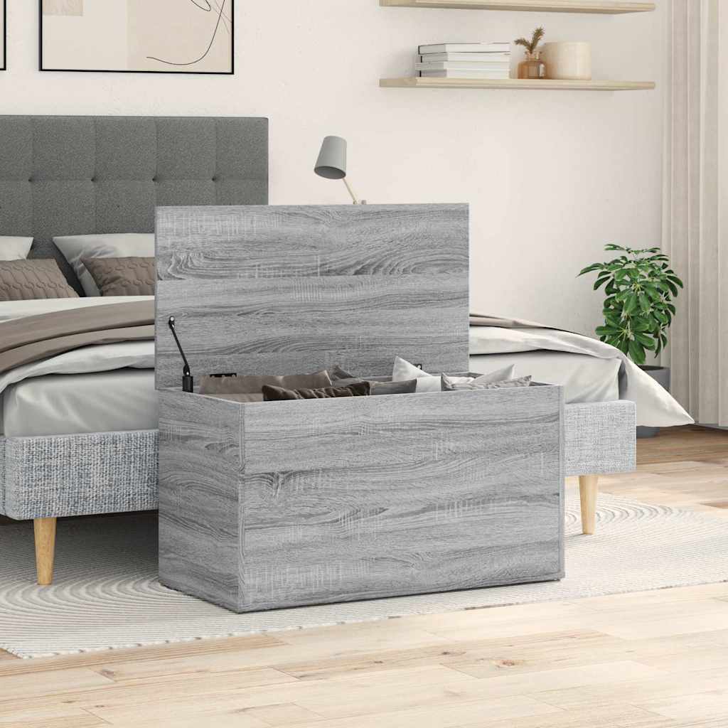 Vidaxl opbergkist 84x42x46 cm bewerkt hout grijs sonoma eikenkleurig