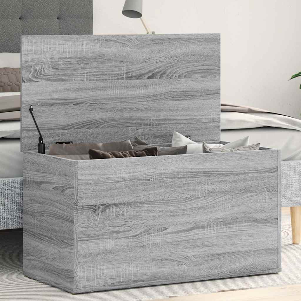 Vidaxl opbergkist 84x42x46 cm bewerkt hout grijs sonoma eikenkleurig