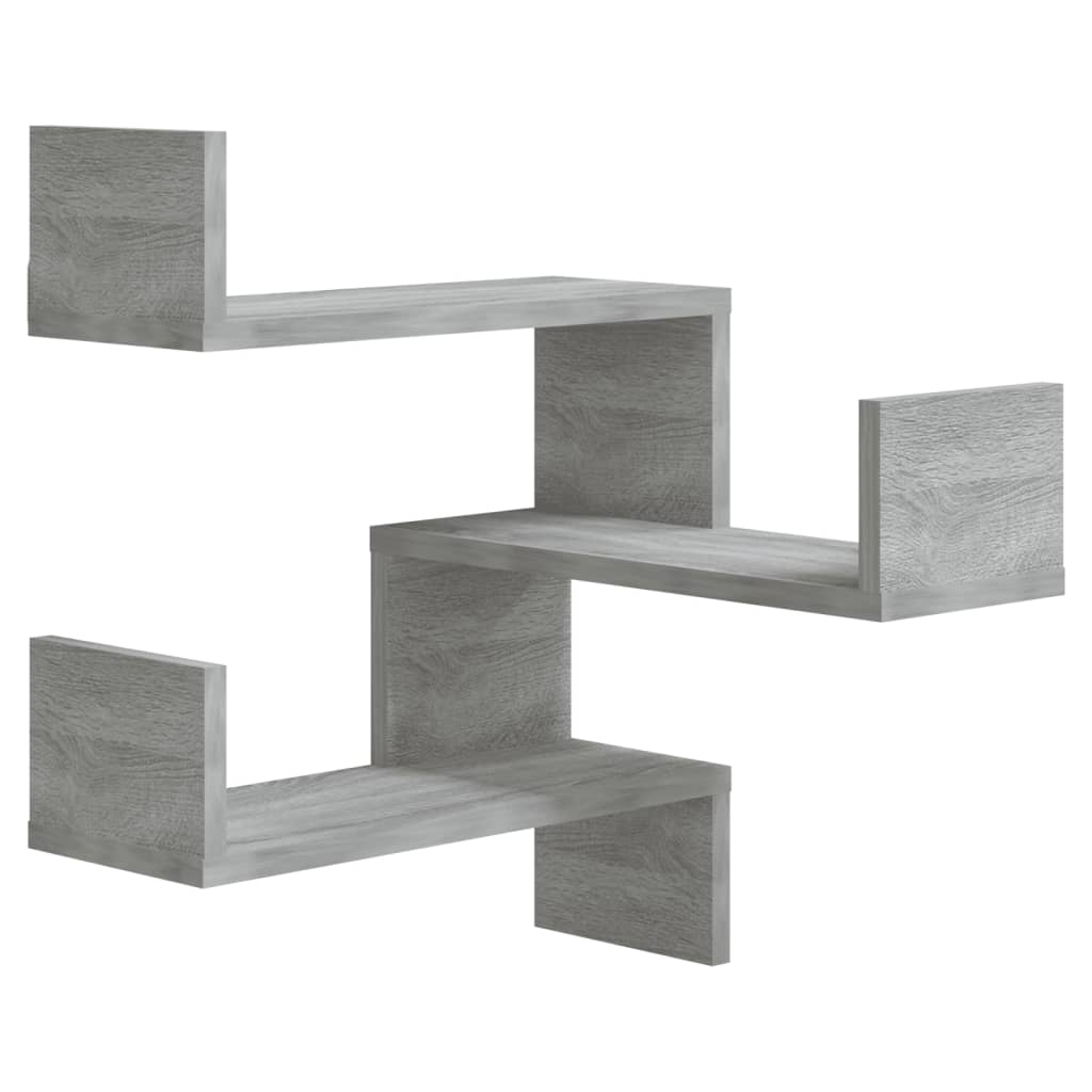 Vidaxl hoekwandschappen 2 st 40x40x50 cm bewerkt hout grijs sonoma