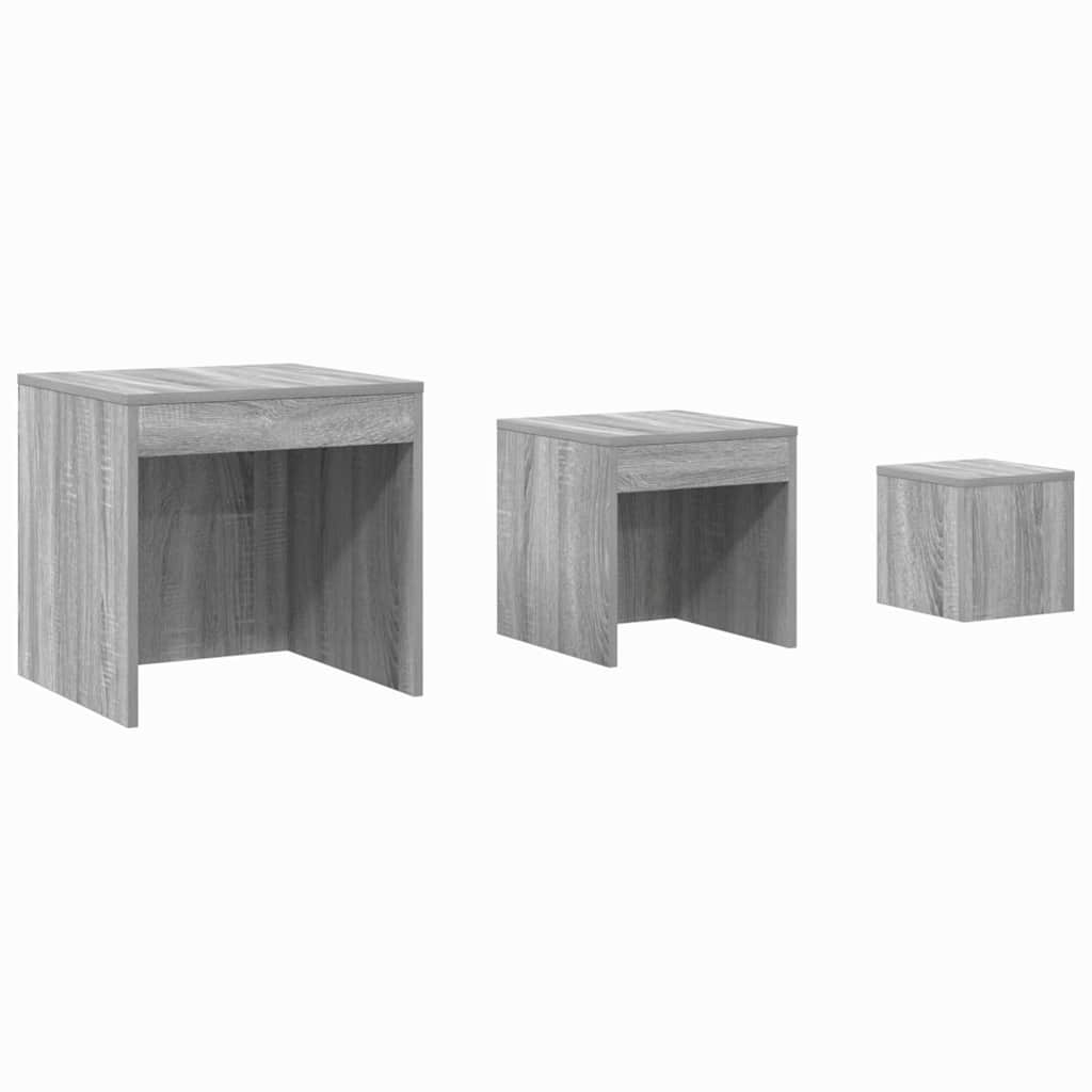 Vidaxl 3-delige tafeltjesset bewerkt hout grijs sonoma eikenkleurig