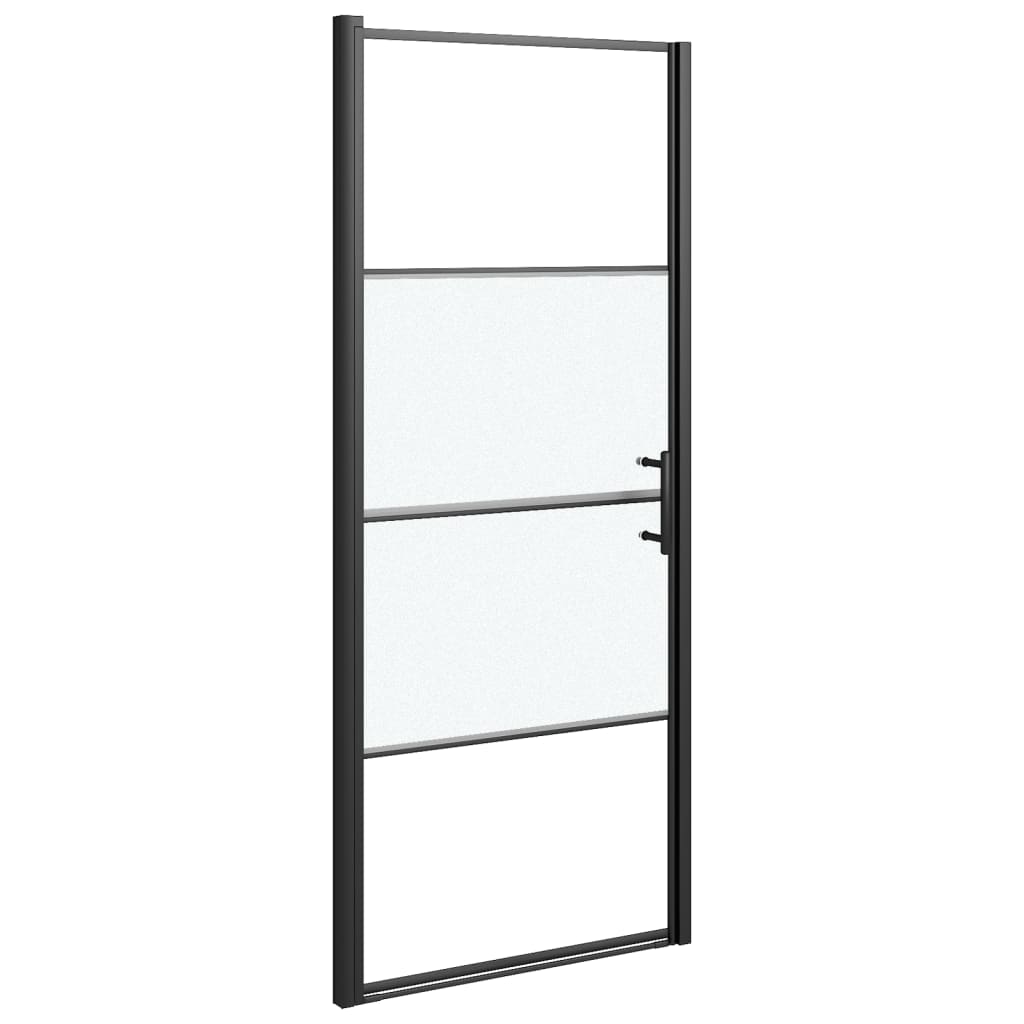 Vidaxl brusedør halvt -mat 81x195 cm hærdet glas sort