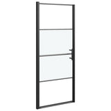 Vidaxl duschdörr halv -mat 81x195 cm härdat glas svart