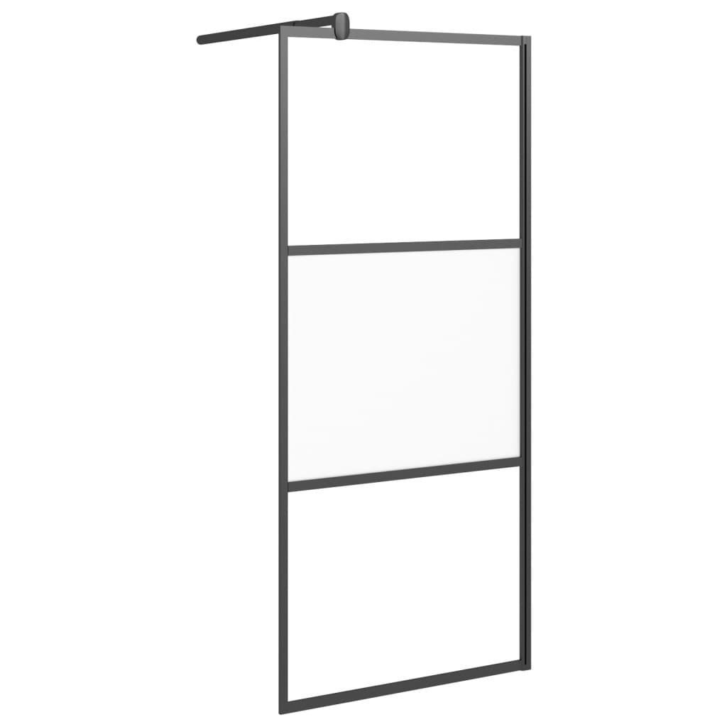 Vidaxl walk-in walk-in wall wall 80x195 cm mezza mat di vetro nero