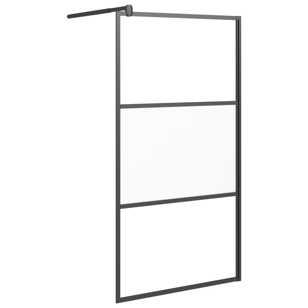 Vidaxl walk-in brusevæg 100x195 cm halvmat esg glas sort