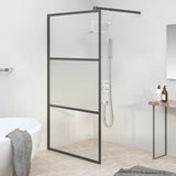 Vidaxl walk-in brusevæg 100x195 cm halvmat esg glas sort