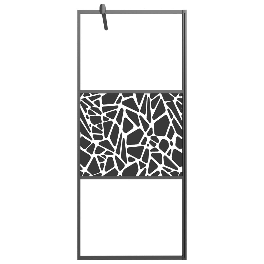 Vidaxl walk-in brusevæg med stenmotiv 80x195 cm esg glas sort