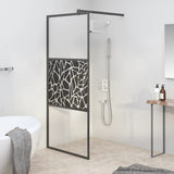 Vidaxl walk-in brusevæg med stenmotiv 80x195 cm esg glas sort