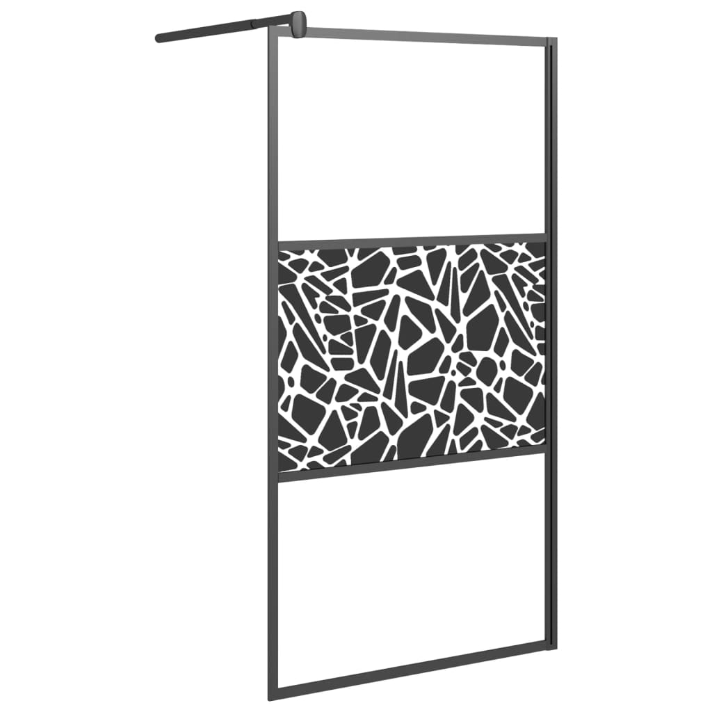 Vidaxl walk-in brusevæg med stenmotiv 100x195 cm esg glas sort