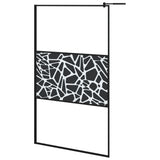 Vidaxl walk-in brusevæg med stenmotiv 115x195 cm esg glas sort