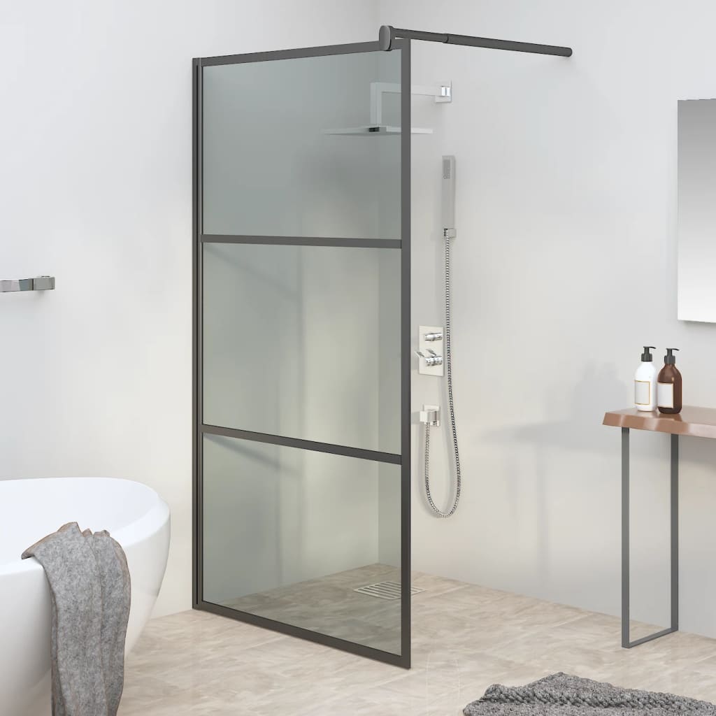 Vidaxl walk-in brusevæg 100x195 cm mørk esg glas sort