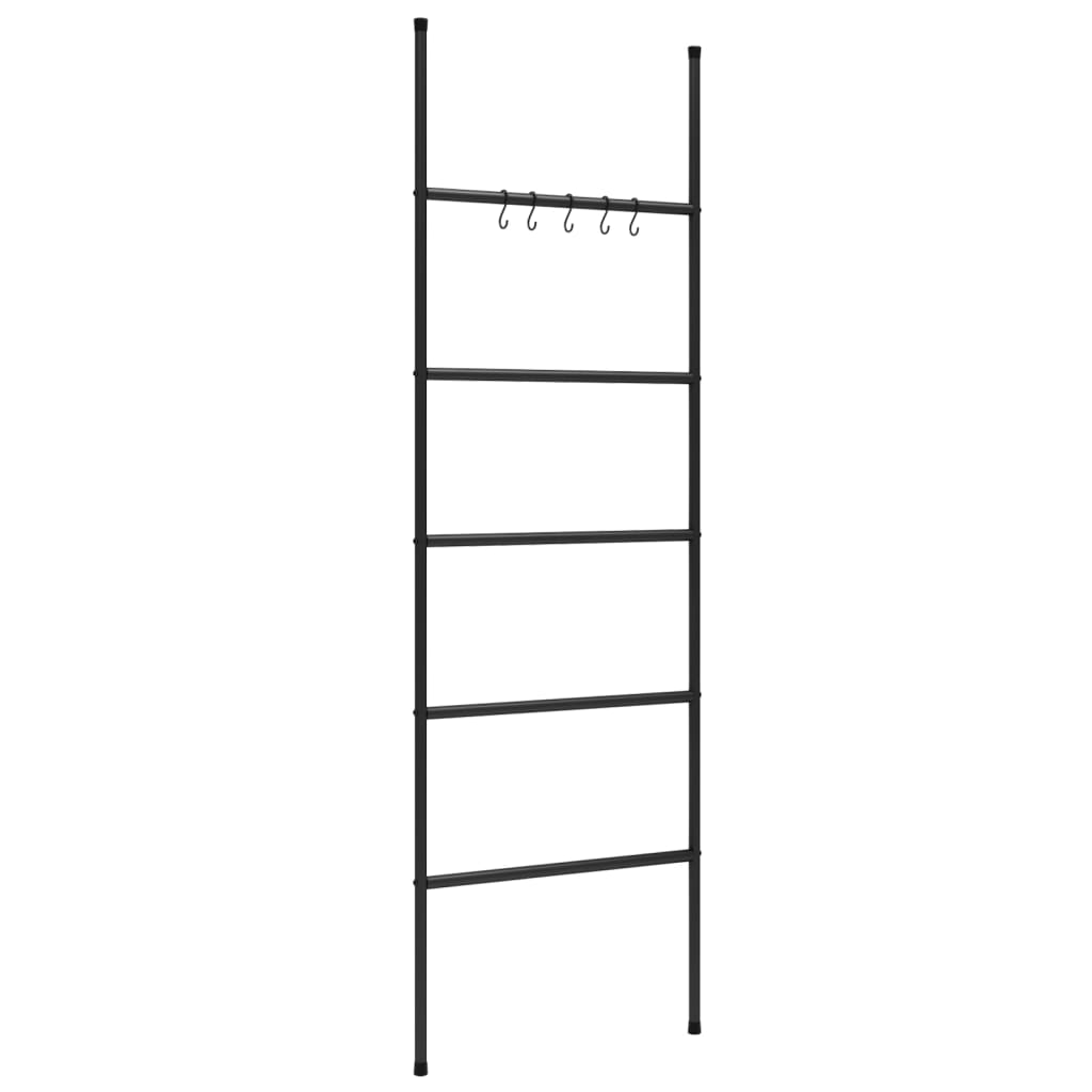 Rack de serviettes Vidaxl avec 5 niveaux, noir 58x175 cm, fer