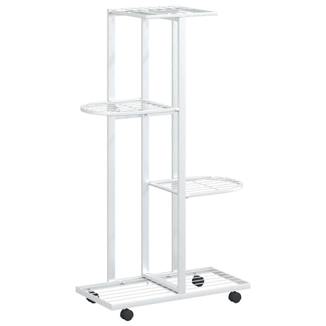 Norme de fleur Vidaxl avec roues 4 couches 44x23x80 cm Blanc