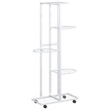 Norme de fleur de Vidaxl avec roues 5 couches 44x23x100 cm Blanc