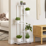 Norme de fleur de Vidaxl avec roues 5 couches 44x23x100 cm Blanc