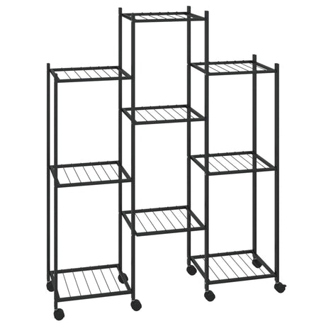 Norme de fleur de vidaxl avec roues 83x25x103,5 cm de fer noir