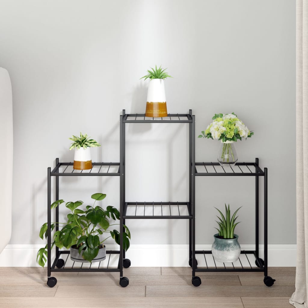 Vidaxl Flower Stand med hjul 83x25x63,5 cm Iron Black