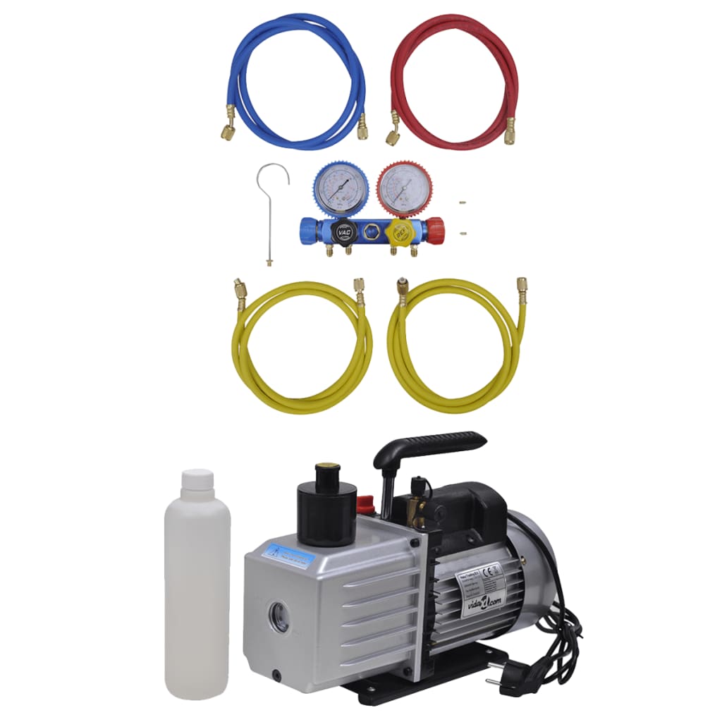 Vidaxl Vacuum Pump with 4-fold manometers set for air conditioning