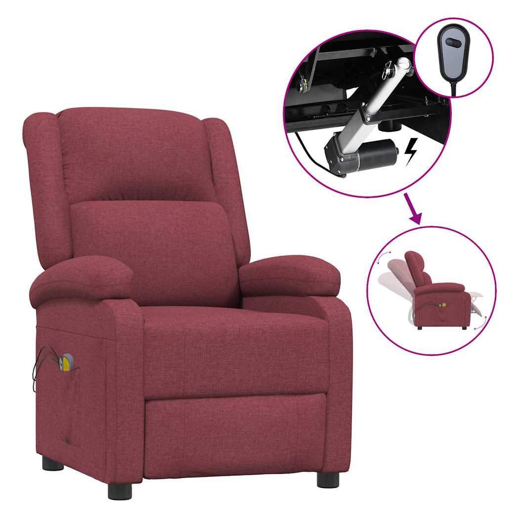 Vidaxl massagestoel elektrisch stof wijnrood