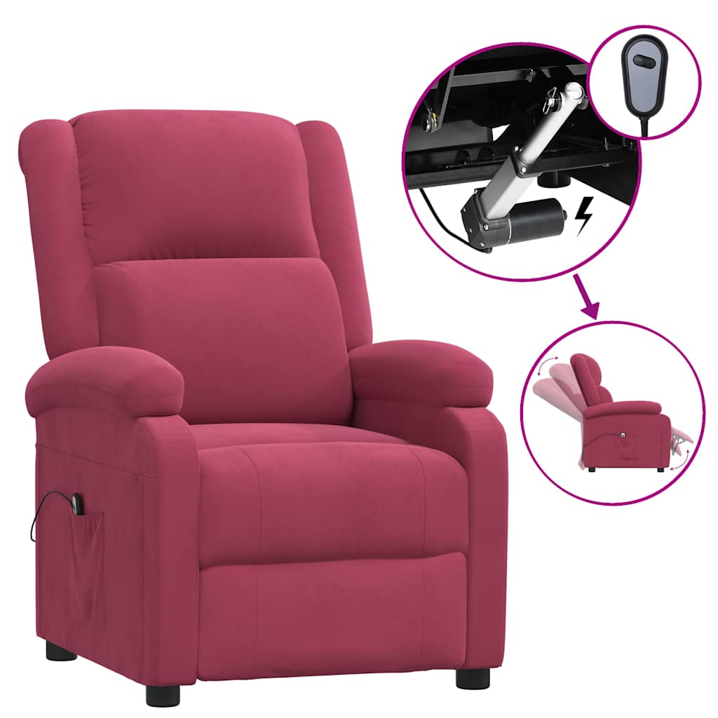 Vidaxl fauteuil verstelbaar elektrisch stof wijnrood