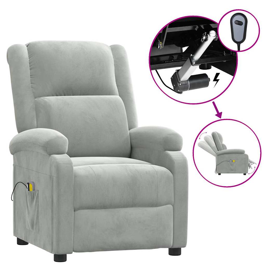 Vidaxl massagestoel elektrisch fluweel lichtgrijs