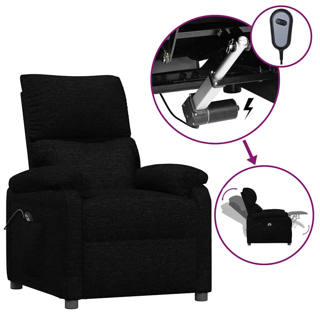 Vidaxl fauteuil verstelbaar elektrisch stof zwart