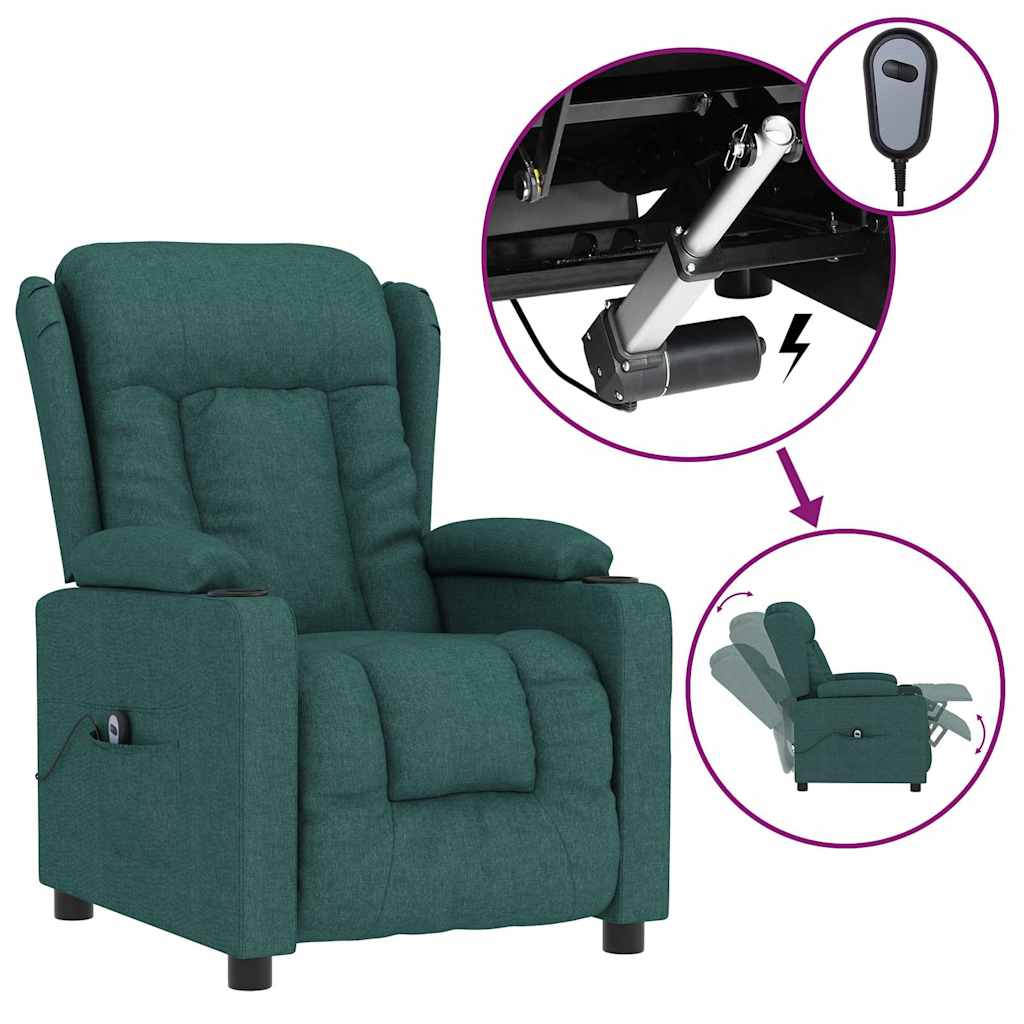Vidaxl fauteuil verstelbaar elektrisch stof donkergroen