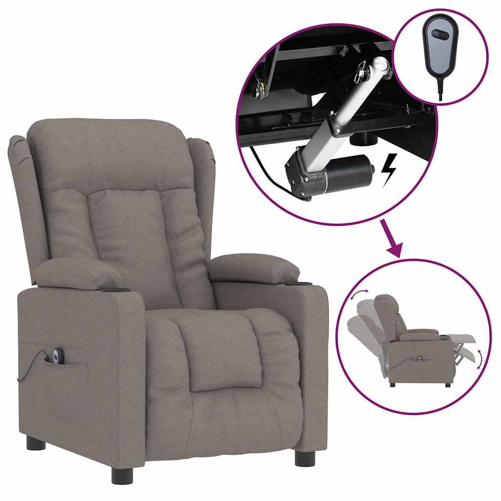 Vidaxl fauteuil verstelbaar elektrisch stof taupe