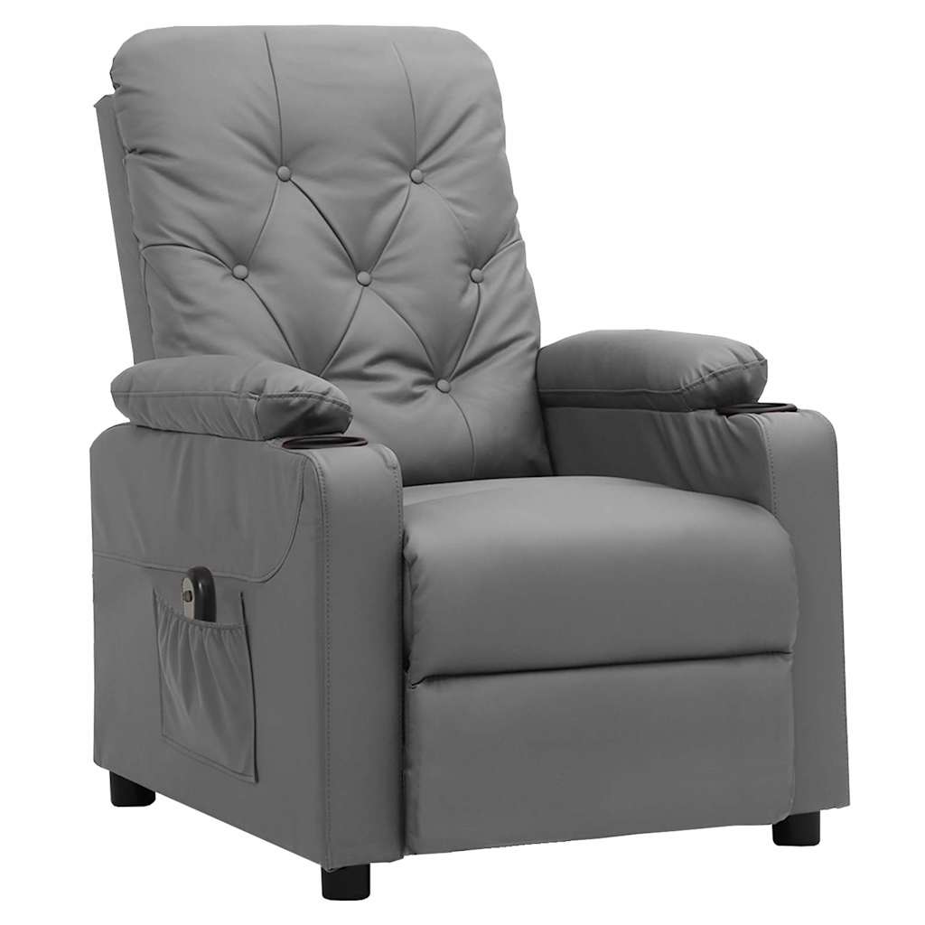 Vidaxl fauteuil verstelbaar elektrisch kunstleer grijs