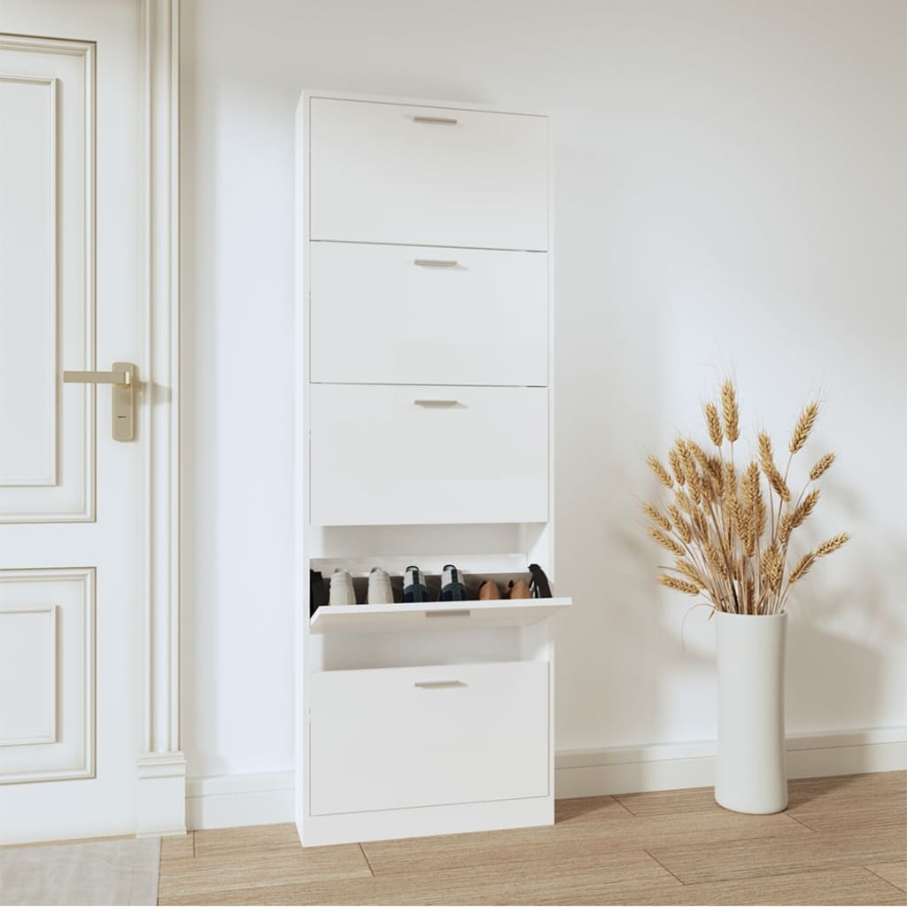 Vidaxx armoire à chaussures 59x17x169 cm bois fini blanc brillant
