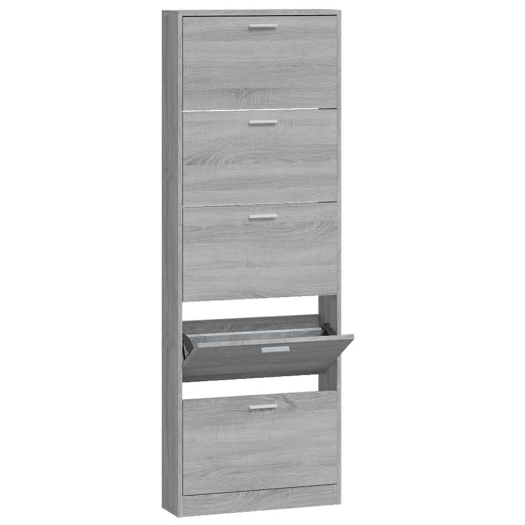 VIDAXL -Schuhschrank 59x17x169 cm Eigenschaften Holzgrau Sonoma Eiche Farbe