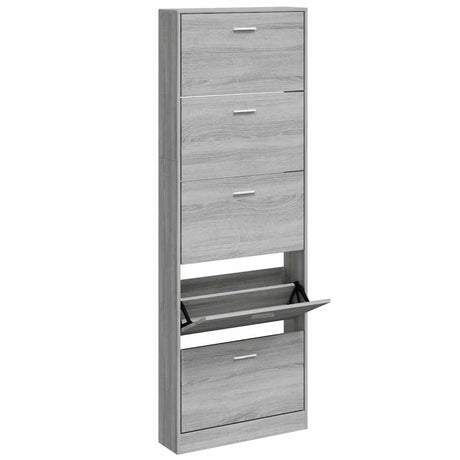 Armoire à chaussures Vidaxl 59x17x169 cm en bois de bois de chêne sonoma gris sonoma