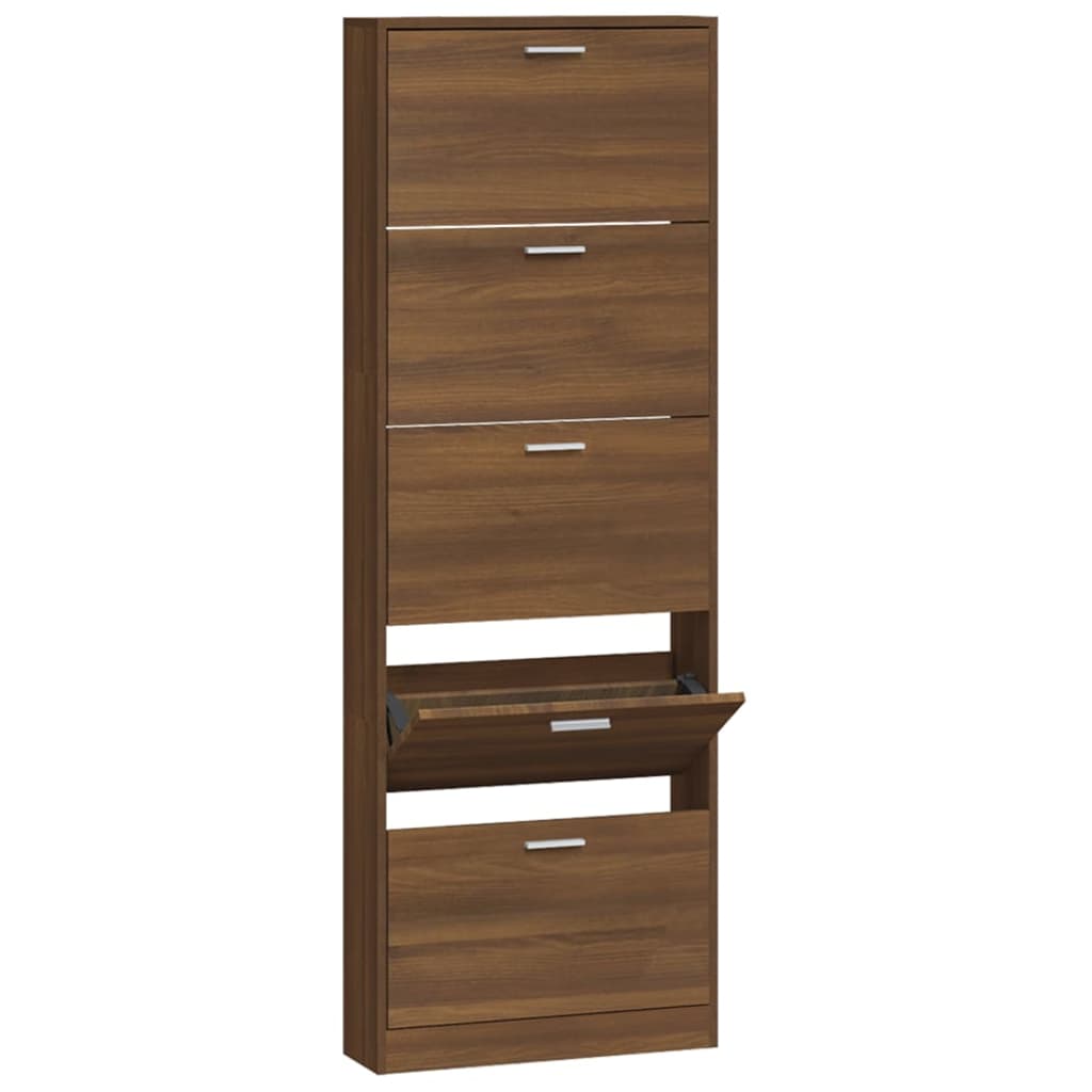 Armoire à chaussures Vidaxl 59x17x169 cm Couleur de chêne brun en bois propriété